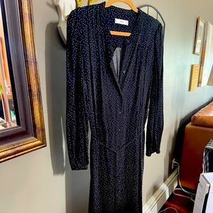 Mango Black Maxi Dress with White Dots